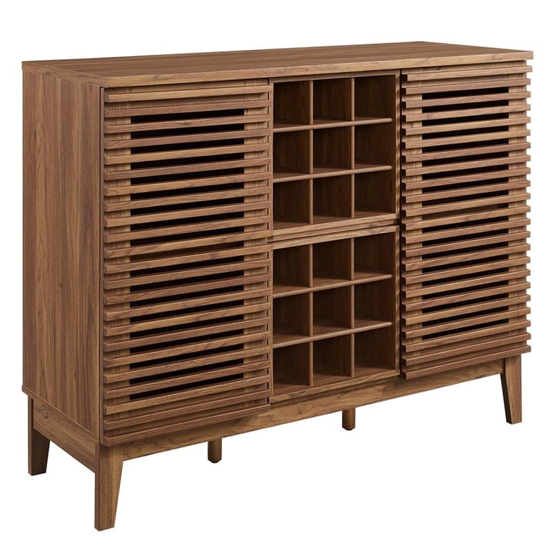 Pemberly Row Particleboard and Laminate Bar Cabinet in Walnut