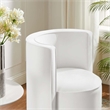 Pemberly Row Performance Velvet Fabric and Iron Swivel Chair in White
