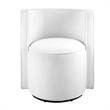 Pemberly Row Performance Velvet Fabric and Iron Swivel Chair in White