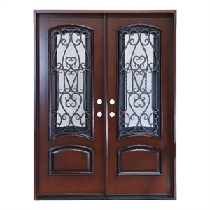 Pemberly Row Swing Left-Hand Polyurethane Exterior Double Door - Dark Walnut
