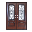 Pemberly Row Swing Left-Hand Polyurethane Exterior Double Door - Dark Walnut