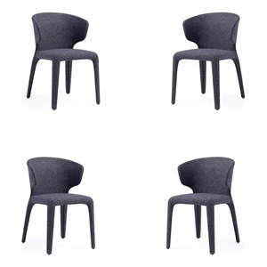Pemberly Row 17.3&quot Tweed/Metal Dining Chair in Black (Set of 4)