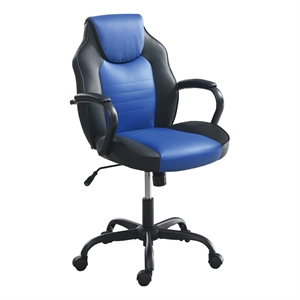 Pemberly Row Modern Faux Leather Office Chair in Black and Blue