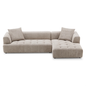 Pemberly Row Mid-Century Boucle Fabric L-Shaped Right Sectional Sofa in Mocha