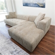 Pemberly Row Mid-Century Boucle Fabric L-Shaped Right Sectional Sofa in Mocha