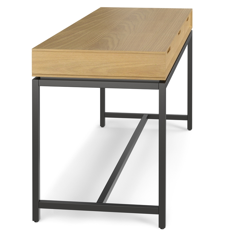 Pemberly Row SOLID WOOD Industrial 72 inch Wide Wide Desk in Oak
