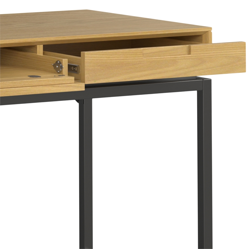 Pemberly Row SOLID WOOD Industrial 72 inch Wide Wide Desk in Oak