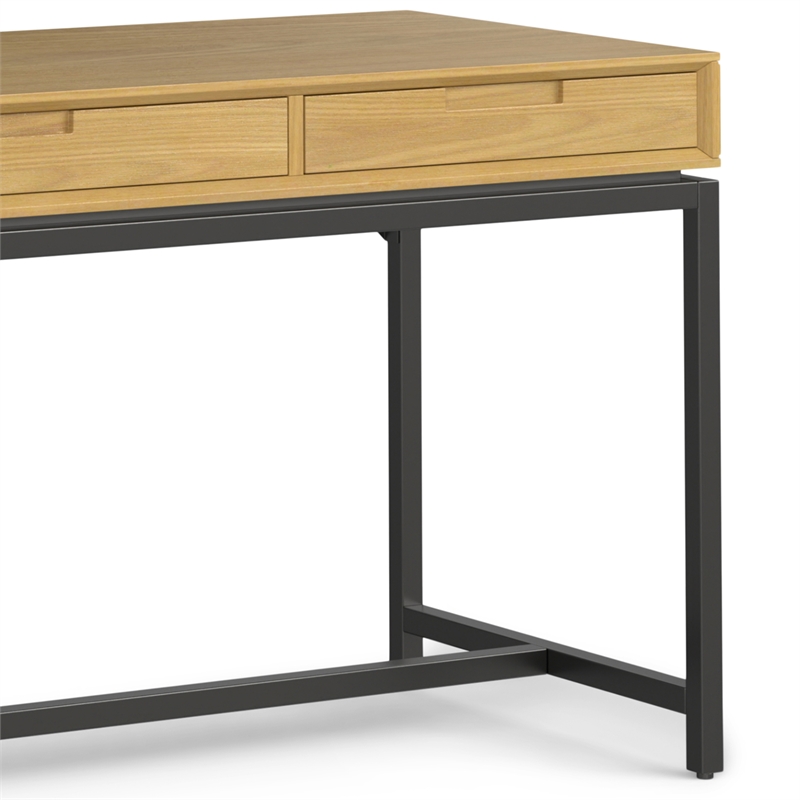 Pemberly Row SOLID WOOD Industrial 72 inch Wide Wide Desk in Oak