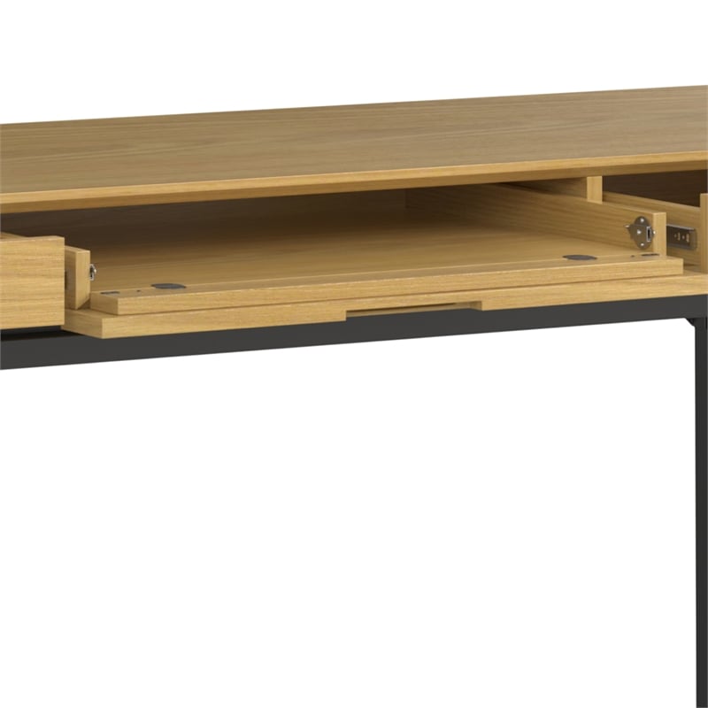 Pemberly Row SOLID WOOD Industrial 72 inch Wide Wide Desk in Oak