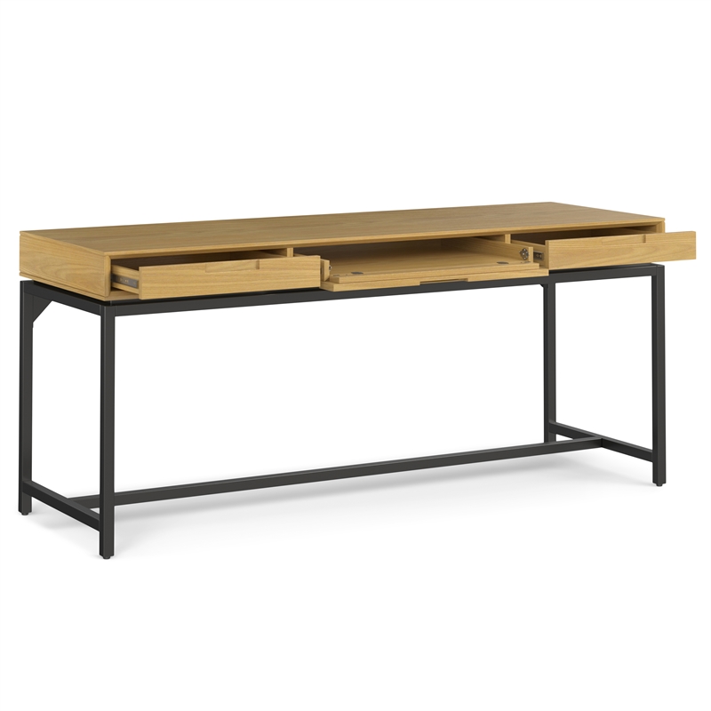 Pemberly Row SOLID WOOD Industrial 72 inch Wide Wide Desk in Oak