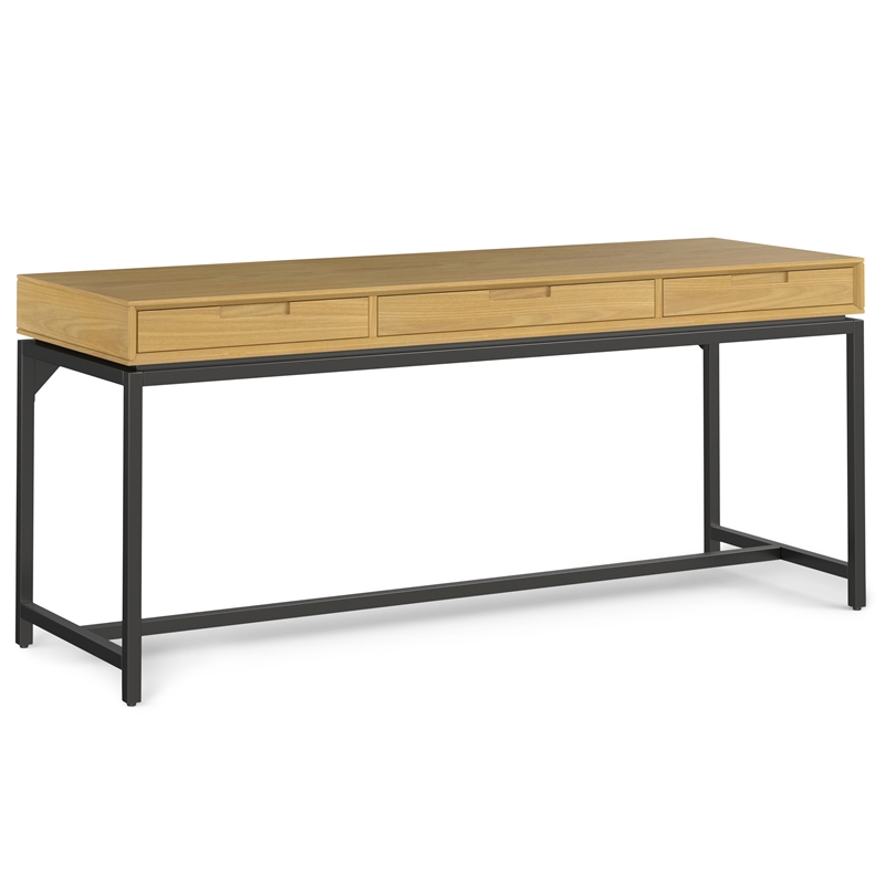 Pemberly Row SOLID WOOD Industrial 72 inch Wide Wide Desk in Oak
