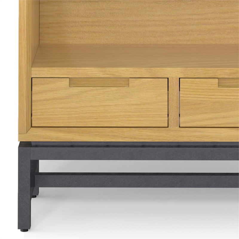 Pemberly Row Metal 66 inch x 30 inchRectangle Industrial Bookcase in OAK WOOD