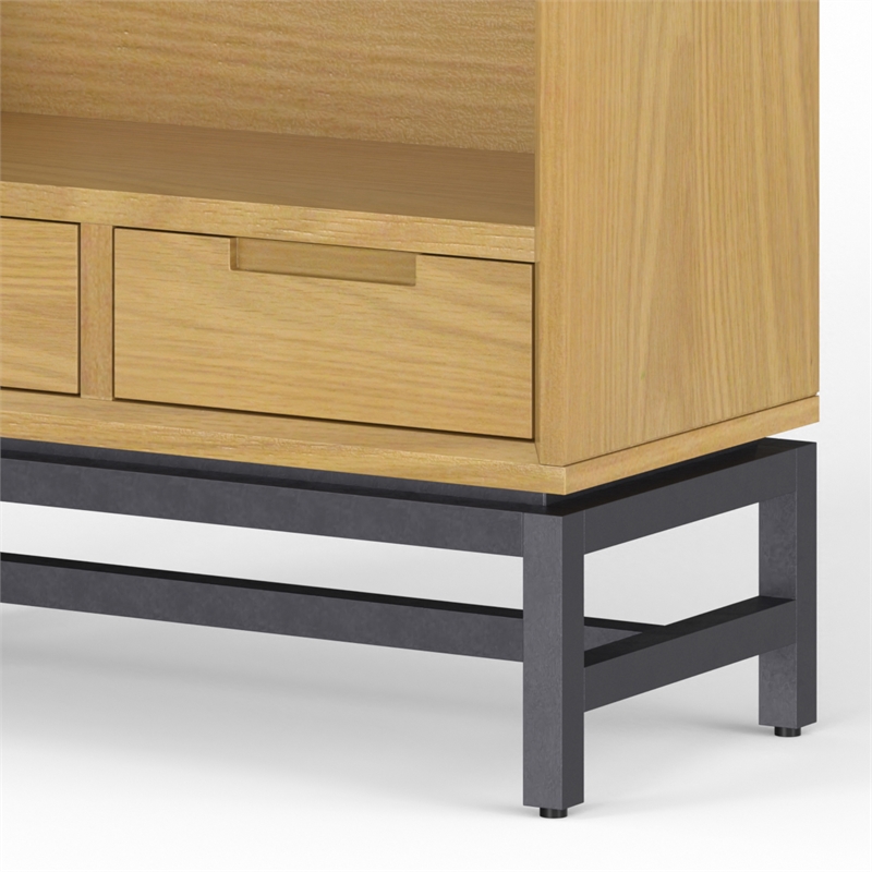 Pemberly Row Metal 66 inch x 30 inchRectangle Industrial Bookcase in OAK WOOD