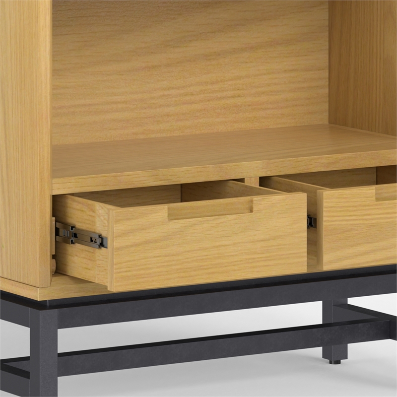 Pemberly Row Metal 66 inch x 30 inchRectangle Industrial Bookcase in OAK WOOD