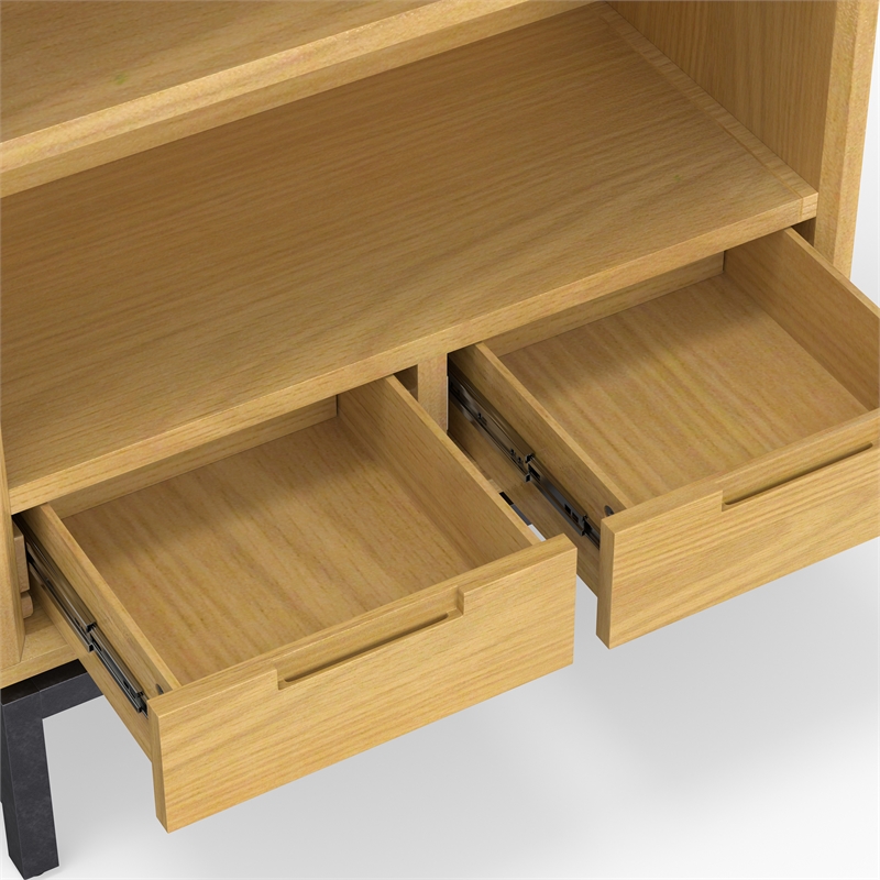 Pemberly Row Metal 66 inch x 30 inchRectangle Industrial Bookcase in OAK WOOD