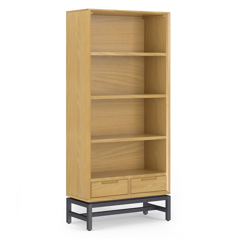 Pemberly Row Metal 66 inch x 30 inchRectangle Industrial Bookcase in OAK WOOD