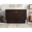 Pemberly Row Queen Solid Wood Murphy Bed Chest with Mattress in Espresso