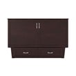 Pemberly Row Queen Solid Wood Murphy Bed Chest with Mattress in Espresso