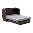 Pemberly Row Queen Solid Wood Murphy Bed Chest with Mattress in Espresso