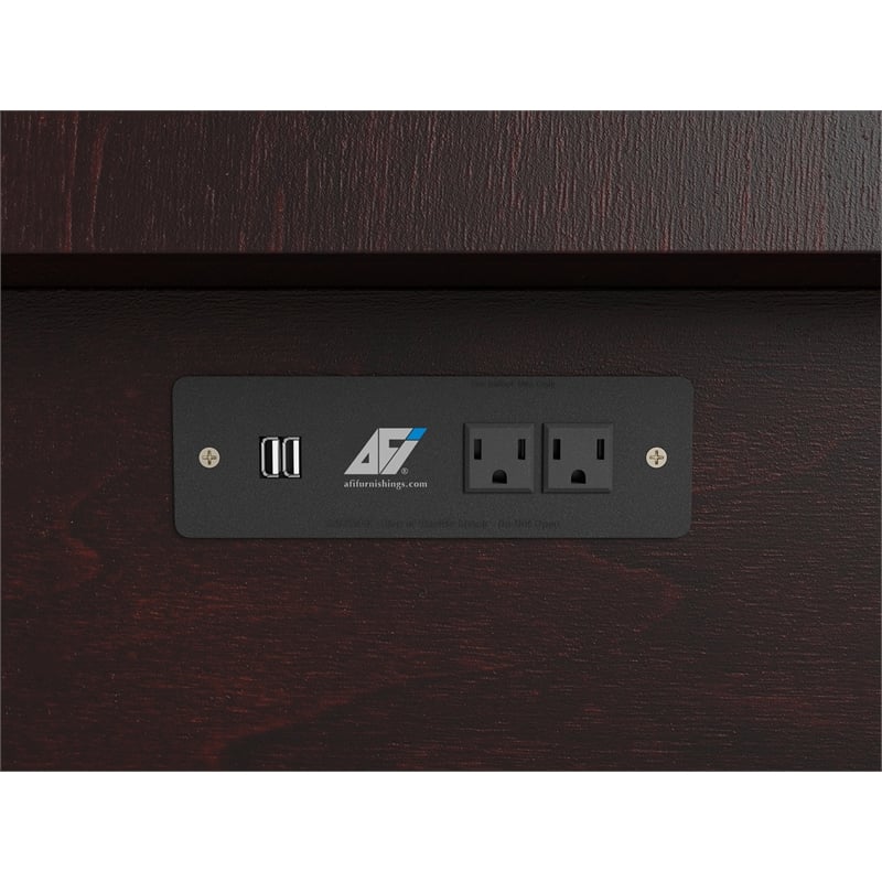 Pemberly Row Queen Solid Wood Murphy Bed Chest with Mattress in Espresso