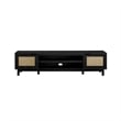 Pemberly Row Wood 2-Door w/ Rattan TV Stand for TVs up to 80 inches - Black