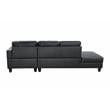 Pemberly Row L Shaped Black Faux Leather 2-Piece Couch Living Room Sofa Set