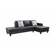 Pemberly Row L Shaped Black Faux Leather 2-Piece Couch Living Room Sofa Set