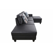 Pemberly Row L Shaped Black Faux Leather 2-Piece Couch Living Room Sofa Set