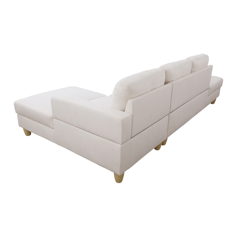 Pemberly Row L Shaped White Microfiber 2-Piece Couch Living Room Sofa Set