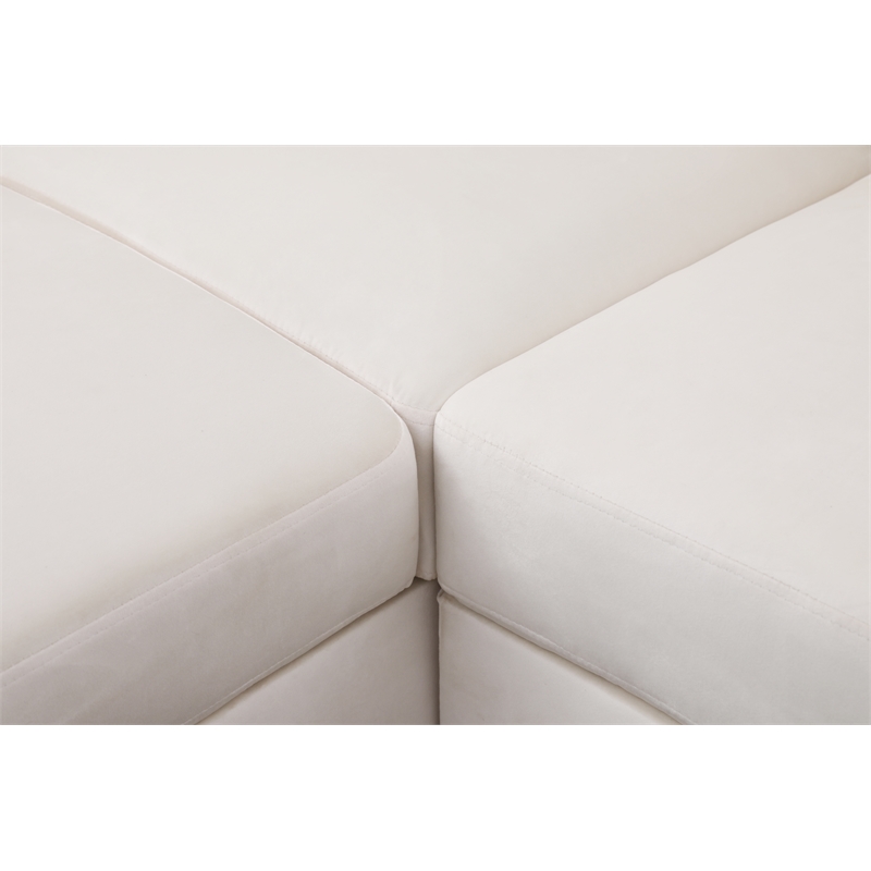 Pemberly Row L Shaped White Microfiber 2-Piece Couch Living Room Sofa Set