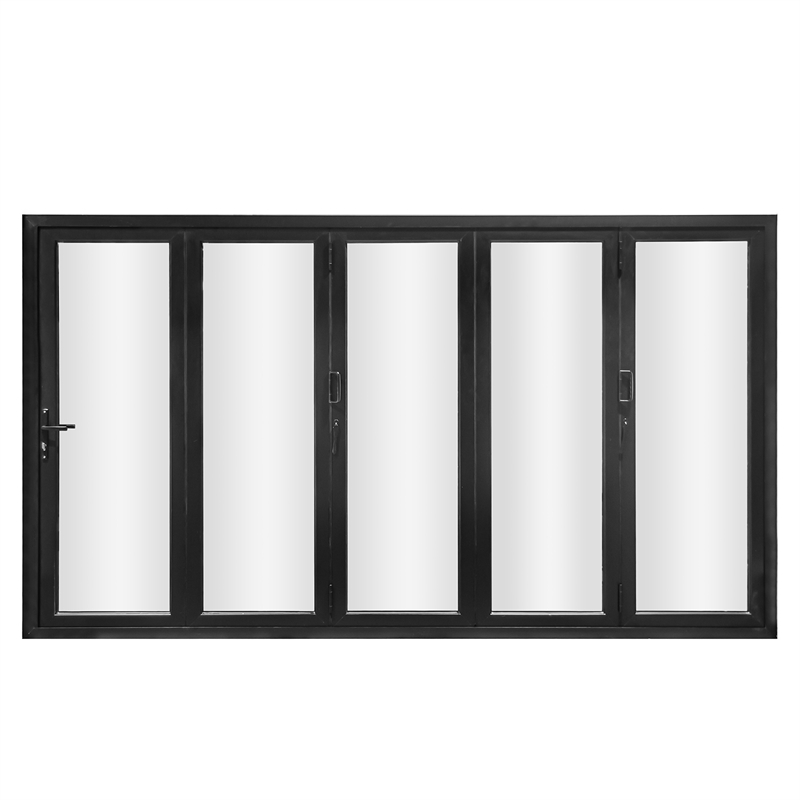 Pemberly Row 5 Panels Alumium Folding Door - Black Folded Out From Right To Left