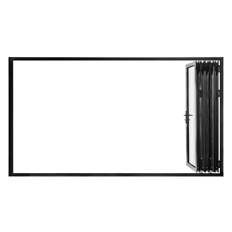 Pemberly Row 5 Panels Alumium Folding Door - Black Folded Out From Right To Left
