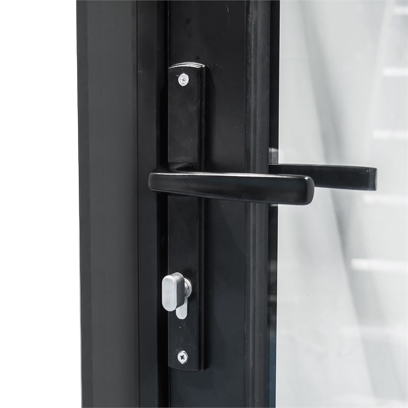 Pemberly Row 5 Panels Alumium Folding Door - Black Folded Out From Right To Left