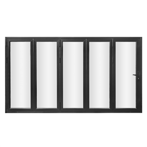 Pemberly Row 5 Panels Alumium Folding Door - Black Folded Out From Right To Left