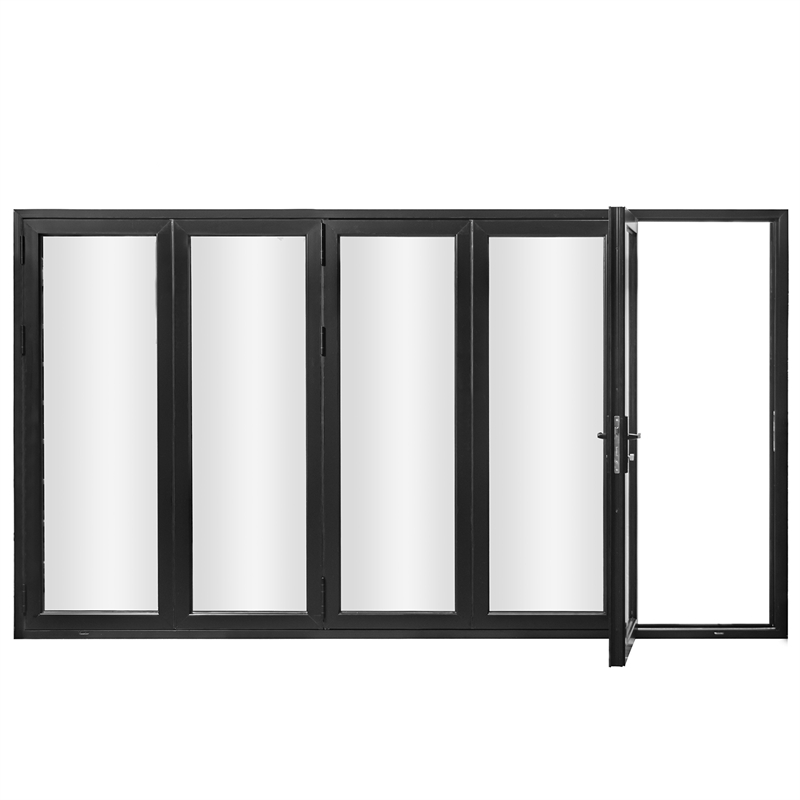 Pemberly Row 5 Panels Alumium Folding Door - Black Folded Out From Right To Left