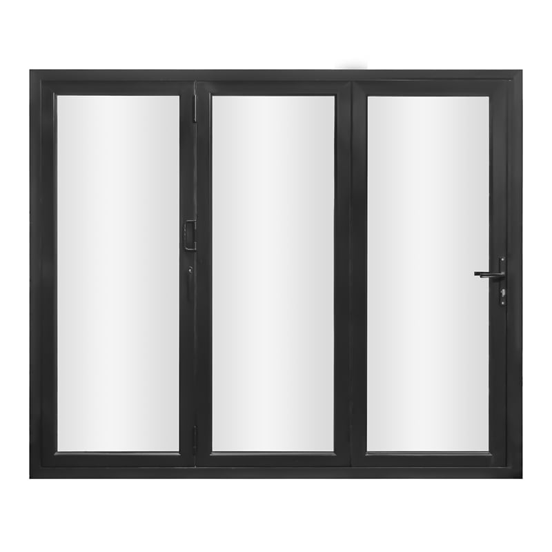Pemberly Row 3 Panels Folding Doors - Black Folded Out From Left To Right