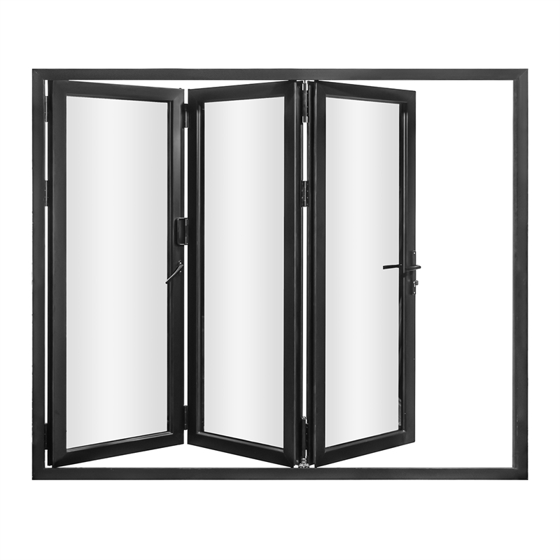 Pemberly Row 3 Panels Folding Doors - Black Folded Out From Left To Right