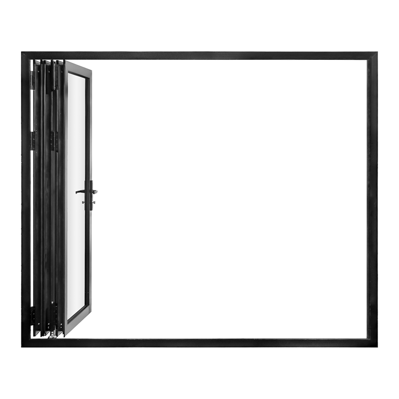 Pemberly Row 3 Panels Folding Doors - Black Folded Out From Left To Right
