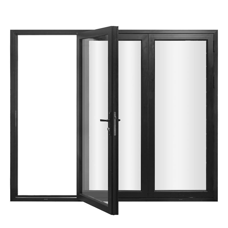 Pemberly Row 3 Panels Folding Doors - Black Folded Out From Left To Right