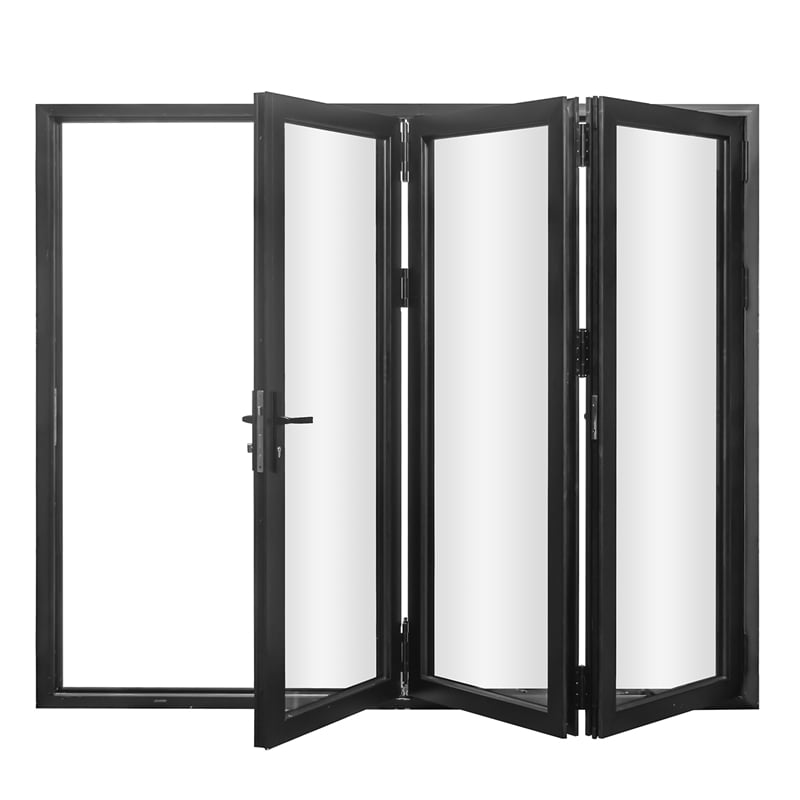 Pemberly Row 3 Panels Folding Doors - Black Folded Out From Left To Right