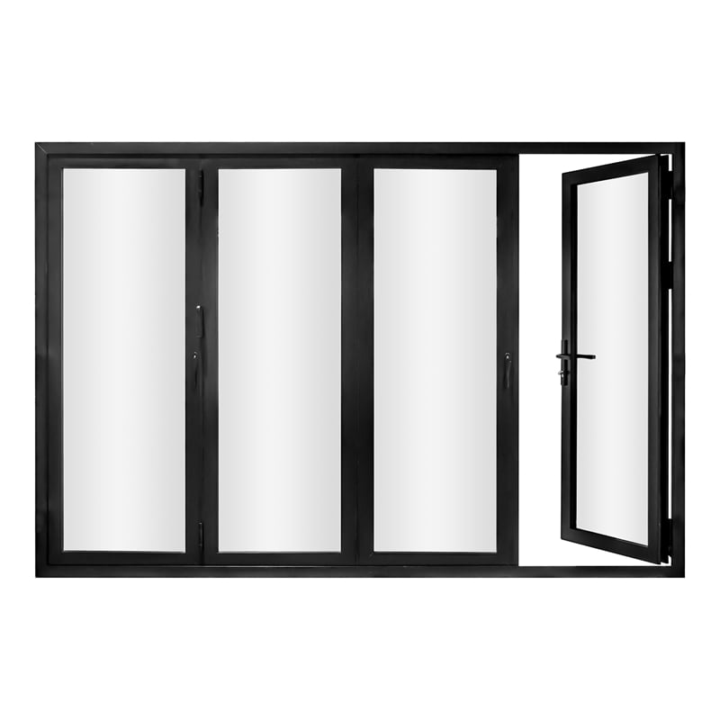 Pemberly Row 4 Panels Folding Door - Black Folded Out From Left To Right