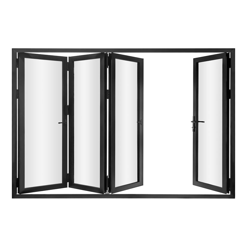 Pemberly Row 4 Panels Folding Door - Black Folded Out From Left To Right