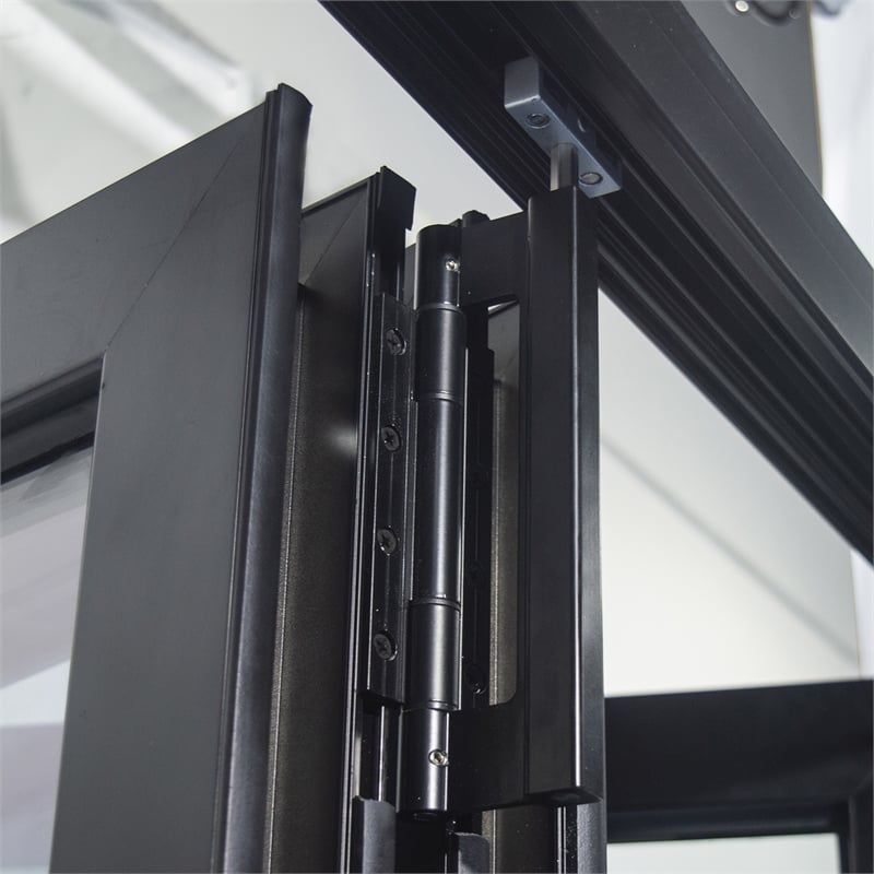 Pemberly Row 4 Panels Folding Door - Black Folded Out From Left To Right