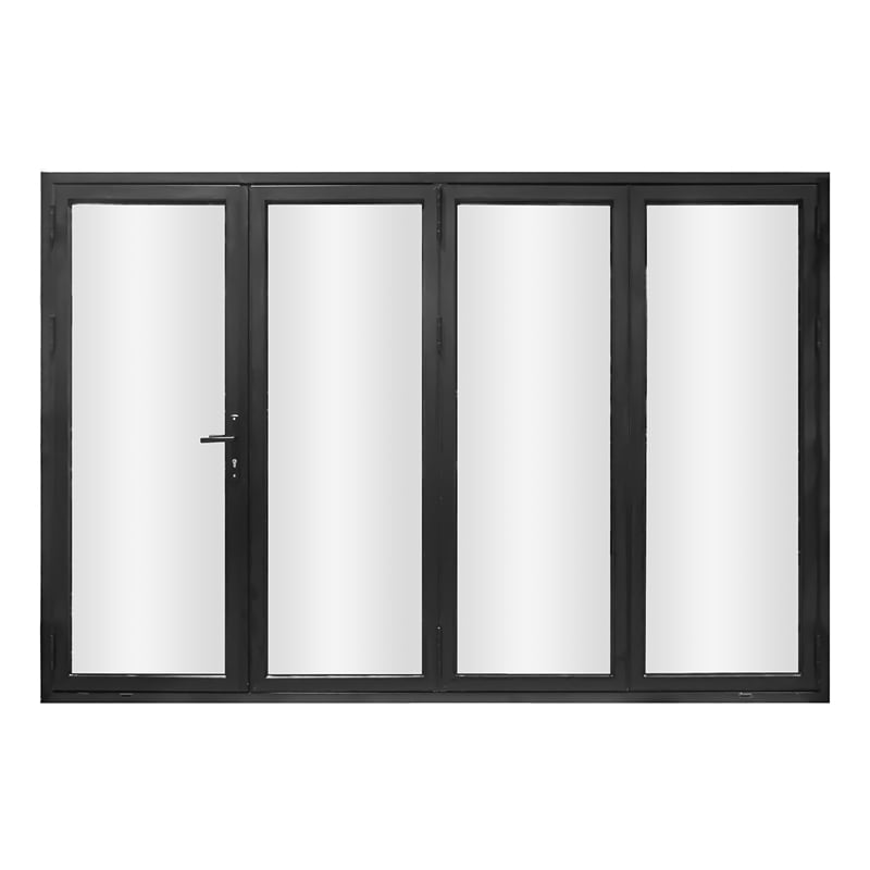 Pemberly Row 4 Panels Folding Door - Black Folded Out From Left To Right
