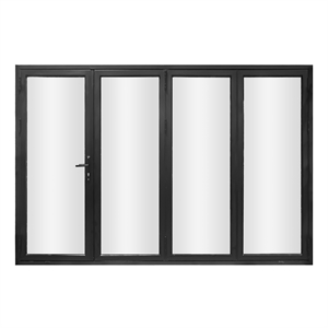 Pemberly Row 4 Panels Folding Door - Black Folded Out From Left To Right