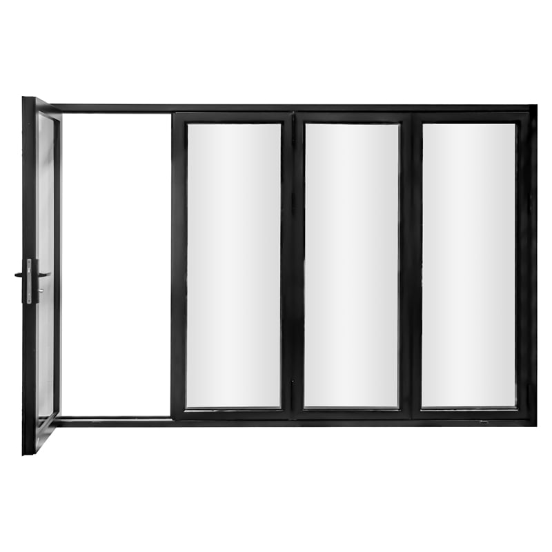 Pemberly Row 4 Panels Folding Door - Black Folded Out From Left To Right