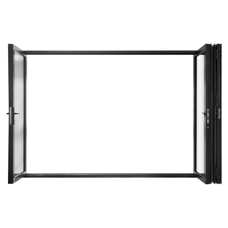Pemberly Row 4 Panels Folding Door - Black Folded Out From Left To Right