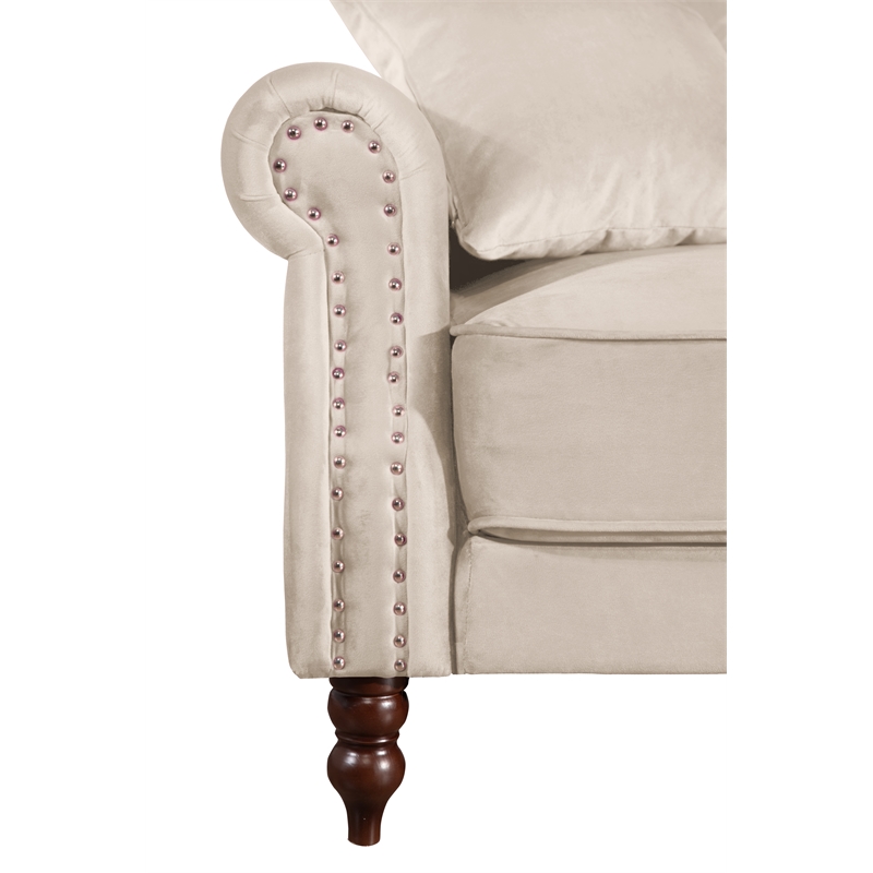 Pemberly Row 87.8'' Convertible Cream Velvet Sofa Bed Sleeper