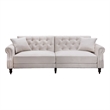 Pemberly Row 87.8'' Convertible Cream Velvet Sofa Bed Sleeper