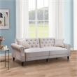 Pemberly Row 87.8'' Convertible Cream Velvet Sofa Bed Sleeper